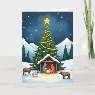 Kerstkaart van Jezus in de kribbe Kaart
