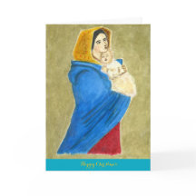 Kerstkaart van Madonna met kind