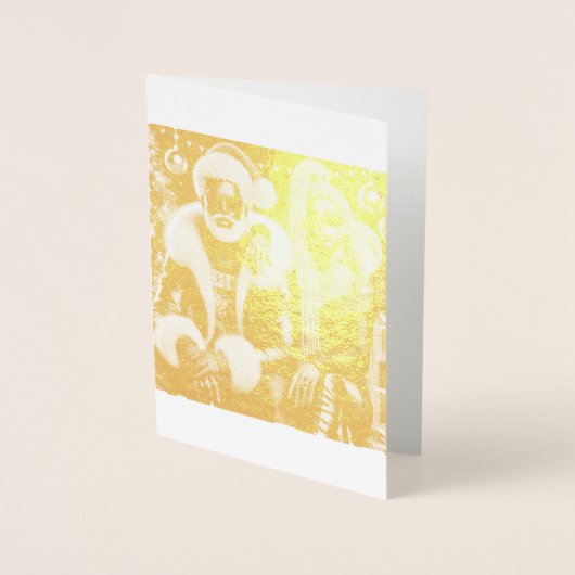 Kerstkaart van meneer en mevrouw Kerstman Folie Kaarten (Voorkant)