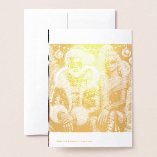 Kerstkaart van meneer en mevrouw Kerstman Folie Kaarten (Met envelop)