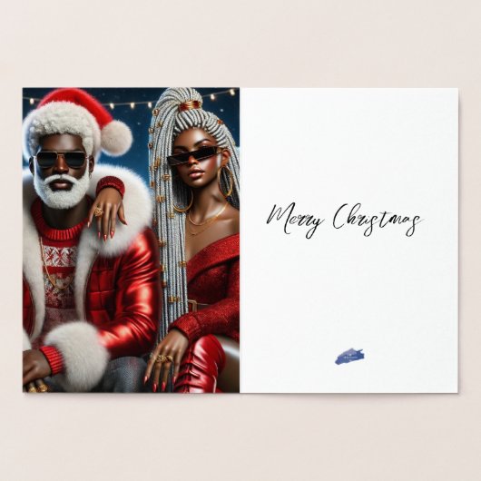 Kerstkaart van meneer en mevrouw Kerstman Folie Kaarten (Binnen)