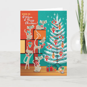 Kerstkaart van moderne katten feestdagen kaart