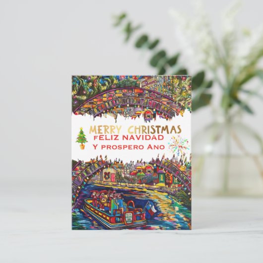 Kerstkaart van San Antonio Riverwalk (Staand voorkant)