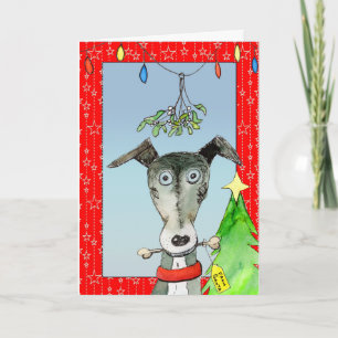 Kerstkaart van Santa - Greyhound (a514) Feestdagen Kaart