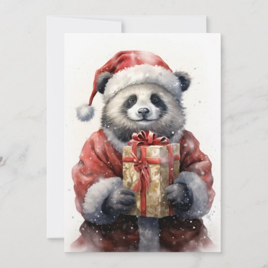Kerstkaart van Santa Panda Flat (Voorkant)