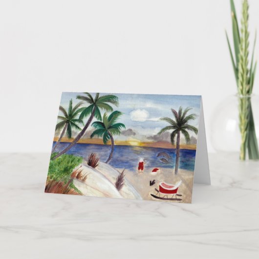 Kerstkaart van Santa's strandvakantie Feestdagen Kaart (Voorkant)