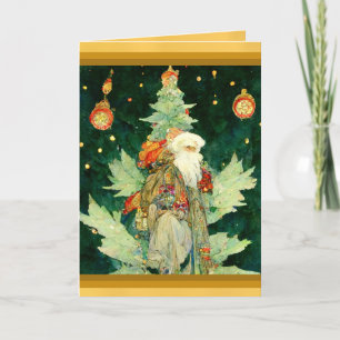 Kerstkaart van Sinterklaas impressionisme aquarel Kaart