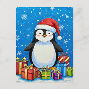 Kerstkaart van vrolijke pinguïn briefkaart