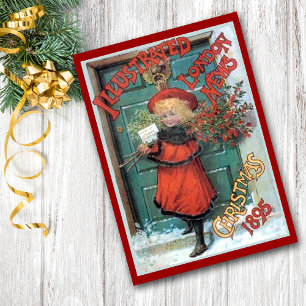 Kerstkaart Vintage 1895 London News Feestdagen Kaart
