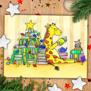 Kerstkaart vol boeken van Nicole Janes Briefkaart