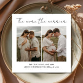 Kerstkaart voor aankomende baby met 'Hoe meer hoe