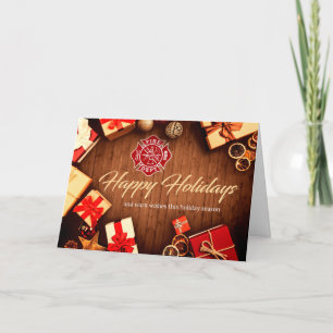 Kerstkaart voor brandweerman feestdagen kaart