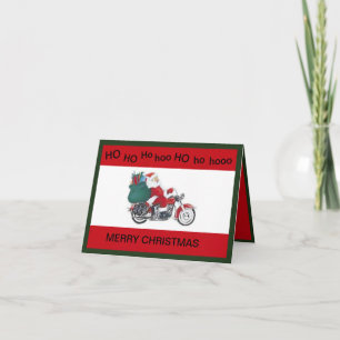 kerstkaart voor de Kerstman op een motorfiets Kaart