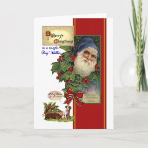 Kerstkaart voor Dog Walker - Santa Feestdagen Kaart