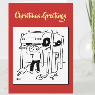 Kerstkaart voor garage monteur feestdagen kaart