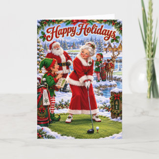 Kerstkaart voor golfers en partners feestdagen kaart
