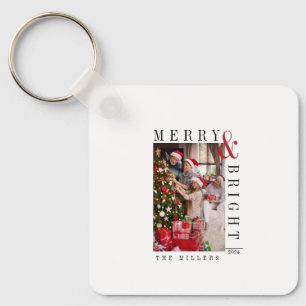 Kerstkaart voor het gezin Moderne kerstscript vaka Sleutelhanger