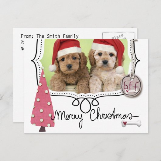 Kerstkaart voor huisdieren feestdagenkaart (Voorkant / Achterkant)