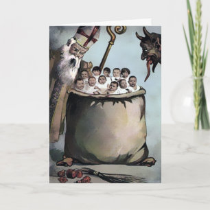 kerstkaart voor kerstmis en krampus feestdagen kaart