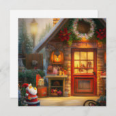 Kerstkaart voor kerstmis in de kerstwerkplaats (Voorkant / Achterkant)