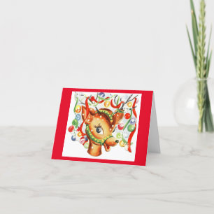 Kerstkaart voor kleinkind met rendier feestdagen kaart