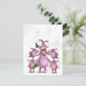 Kerstkaart voor konijnenfamilie (Staand voorkant)