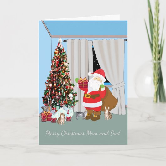 kerstKaart voor mam, pap, van katten Kaart (Voorkant)