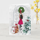 Kerstkaart voor moderne Afro-Amerikaanse vrouw Kaart (Gele Bloem)