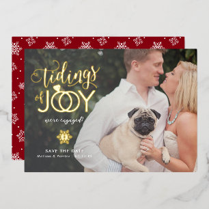Kerstkaart voor Opslag van Verloving Folie Feestdagenkaart