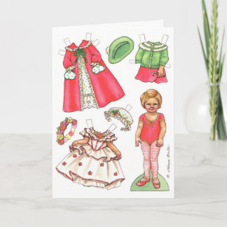 Kerstkaart voor papieren poppen feestdagen kaart
