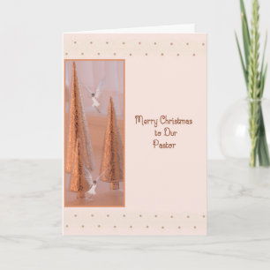 kerstKaart voor pastor in Gold met Angels Feestdagen Kaart