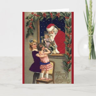 Kerstkaart voor Santa Doll en Girls Feestdagen Kaart