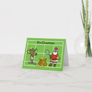 Kerstkaart voor Santa en Reindeer Funny Tennis Kaart