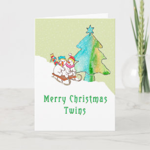 kerstKaart voor tweelingen kinderen Feestdagen Kaart