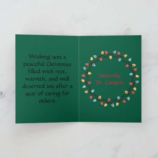 Kerstkaart voor verpleegkundigen opgevouwen kaart (Binnen)