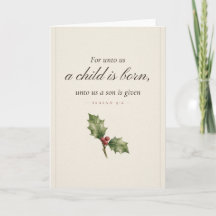 Kerstkaart 'Want ons is een kind geboren'
