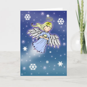Kerstkaart Weinig Engel van de Sneeuwvlok Feestdagen Kaart