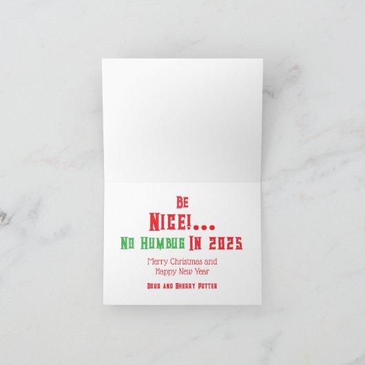 Kerstkaart zonder sentimentaliteit feestdagen kaart (Binnen)