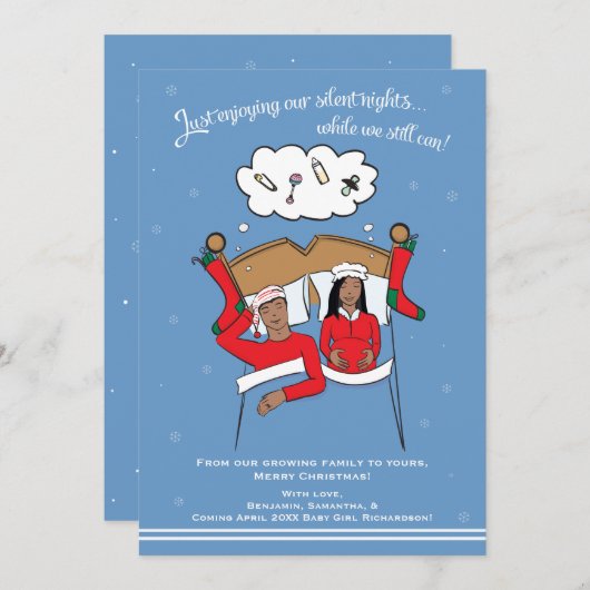 Kerstkaart Zwangerschap Aankondiging - Afrikaanse  (Voorkant / Achterkant)