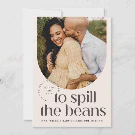 Kerstkaart zwangerschapsaankondiging - Boontjes ui (Voorkant)