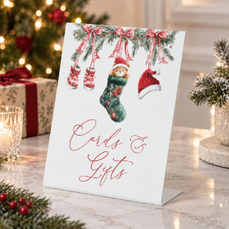 Kerstkaarten & Cadeaotafel Reclamebord Met Voetstuk