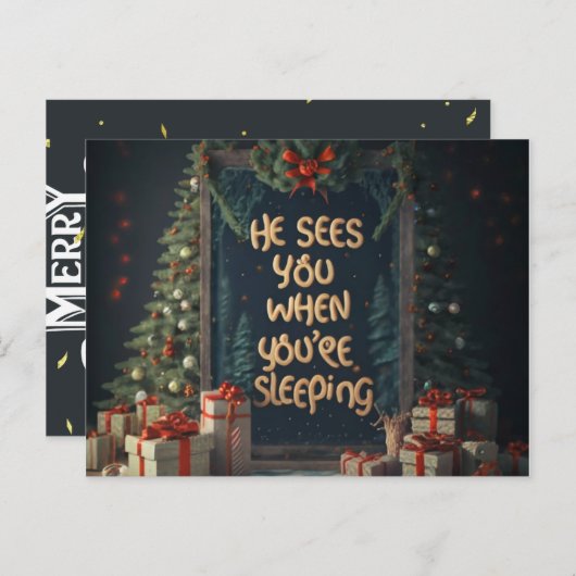 Kerstkaarten Hij ziet je als je slaapt Briefkaart (Voorkant / Achterkant)
