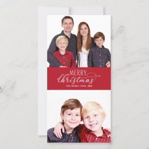 Kerstkaarten met familiefoto's 2 foto's Chic scrip Feestdagenkaart