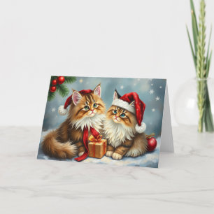 Kerstkaarten met Feestelijke Katten Bedankkaart