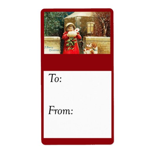 kerstKaarten met kerstcadeau Label (Voorkant)