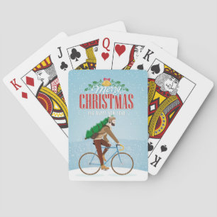 Kerstkaarten met man op fiets speelkaarten