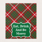 Kerstkaarten met rode en groene cheque kaart (Buitenkant ongevouwen)