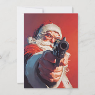 Kerstkaarten met Sinterklaas heeft een pistool Feestdagenkaart