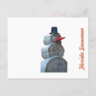Kerstkaarten met sneeuwman op het platteland briefkaart
