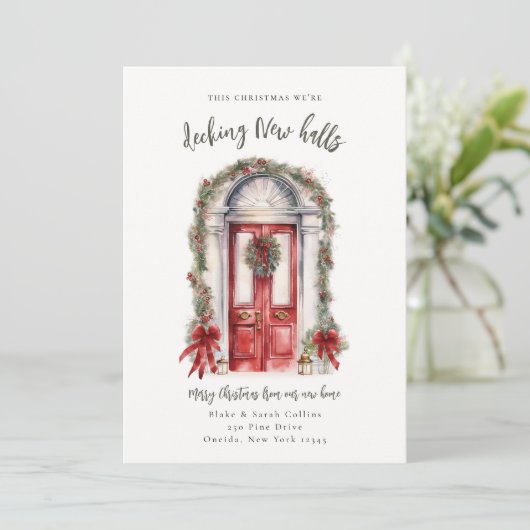 Kerstkaarten met verhuisaankondiging voor nieuwe h feestdagenkaart (Staand voorkant)